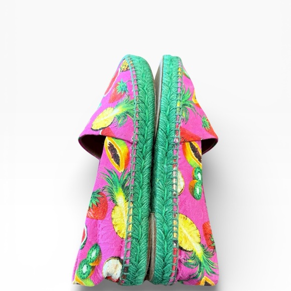 Dolce & Gabbana Pink Vibrant Colorful Tropical Fruit Espadrilles EU 38 US 8 - Picture 12 of 14